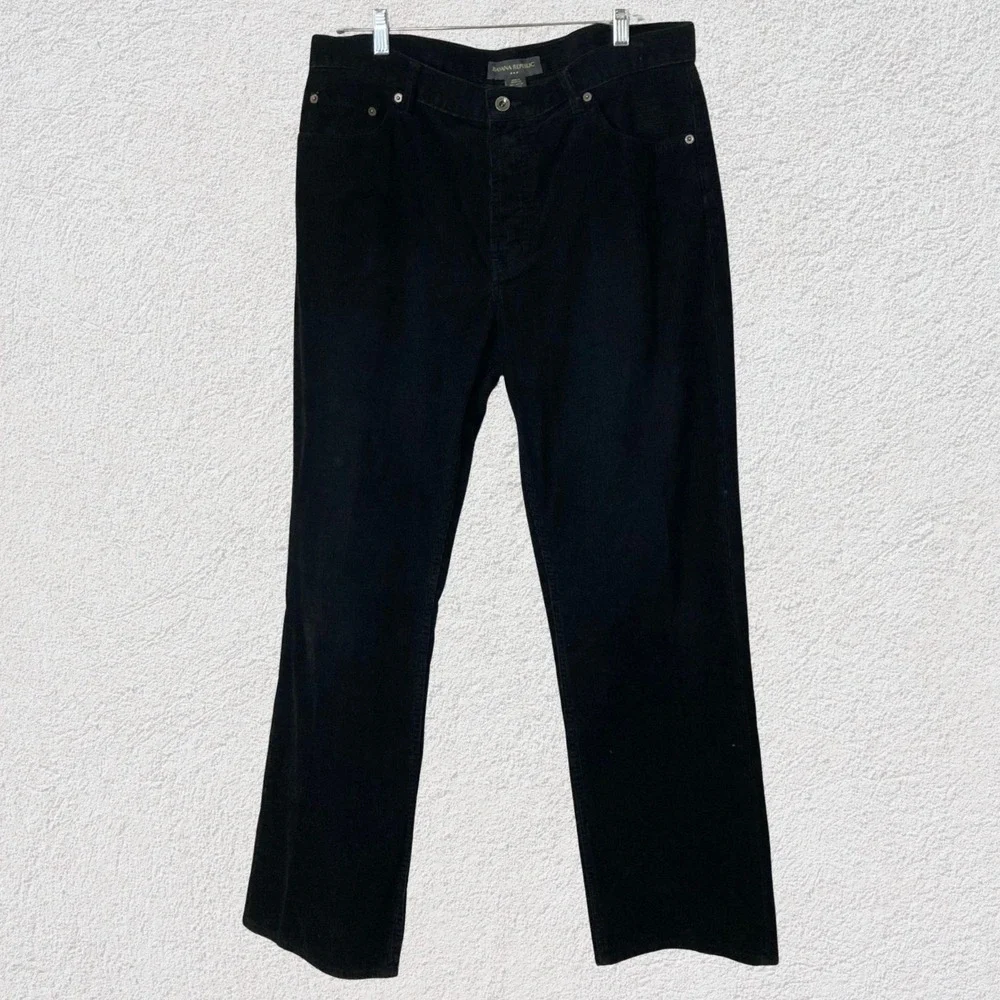 Banana Republic Men 35x32 Corduroy Pants Black Button Fly 100% Cotton‎ Preppy